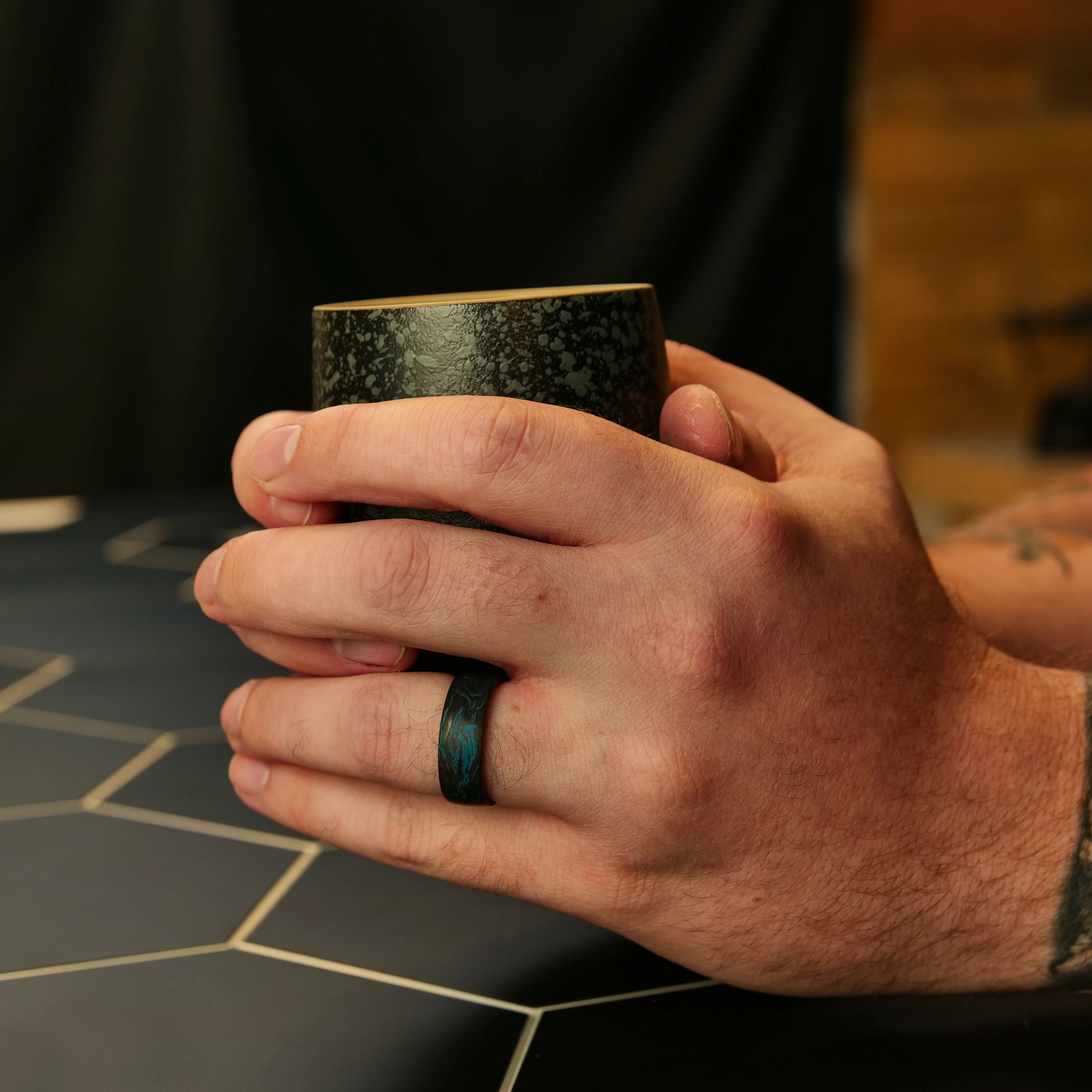 Blue Burl Carbon Fiber Ring