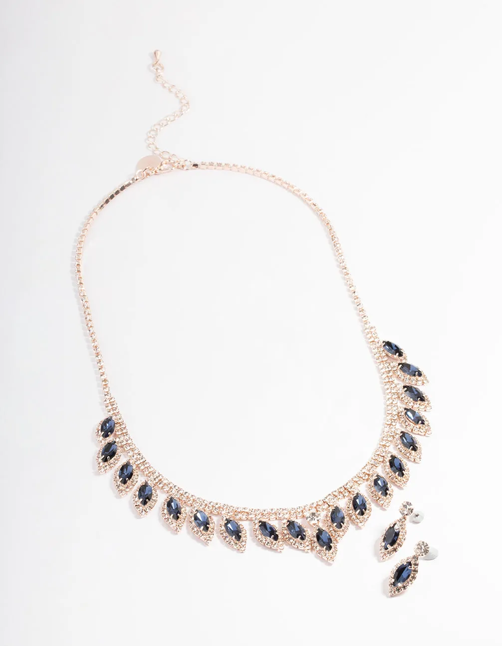 Blue Marquise Droplet Earrings and Necklace Set