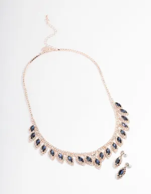 Blue Marquise Droplet Earrings and Necklace Set