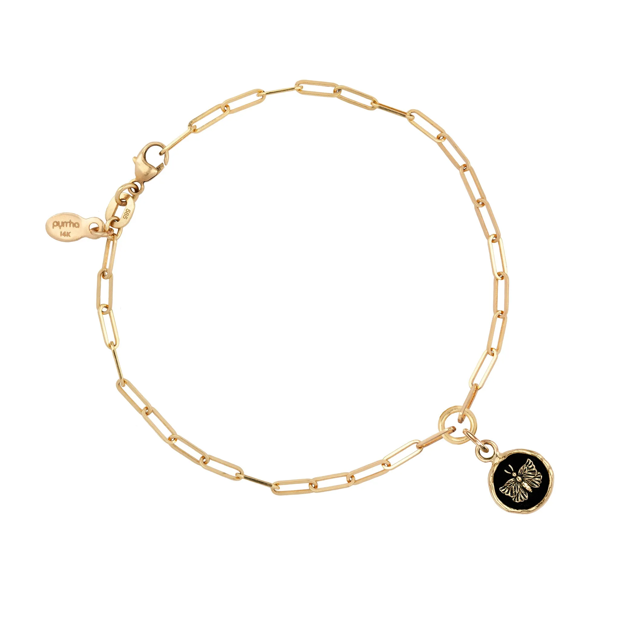 Butterfly 14K Gold Long Link Paperclip Chain Bracelet