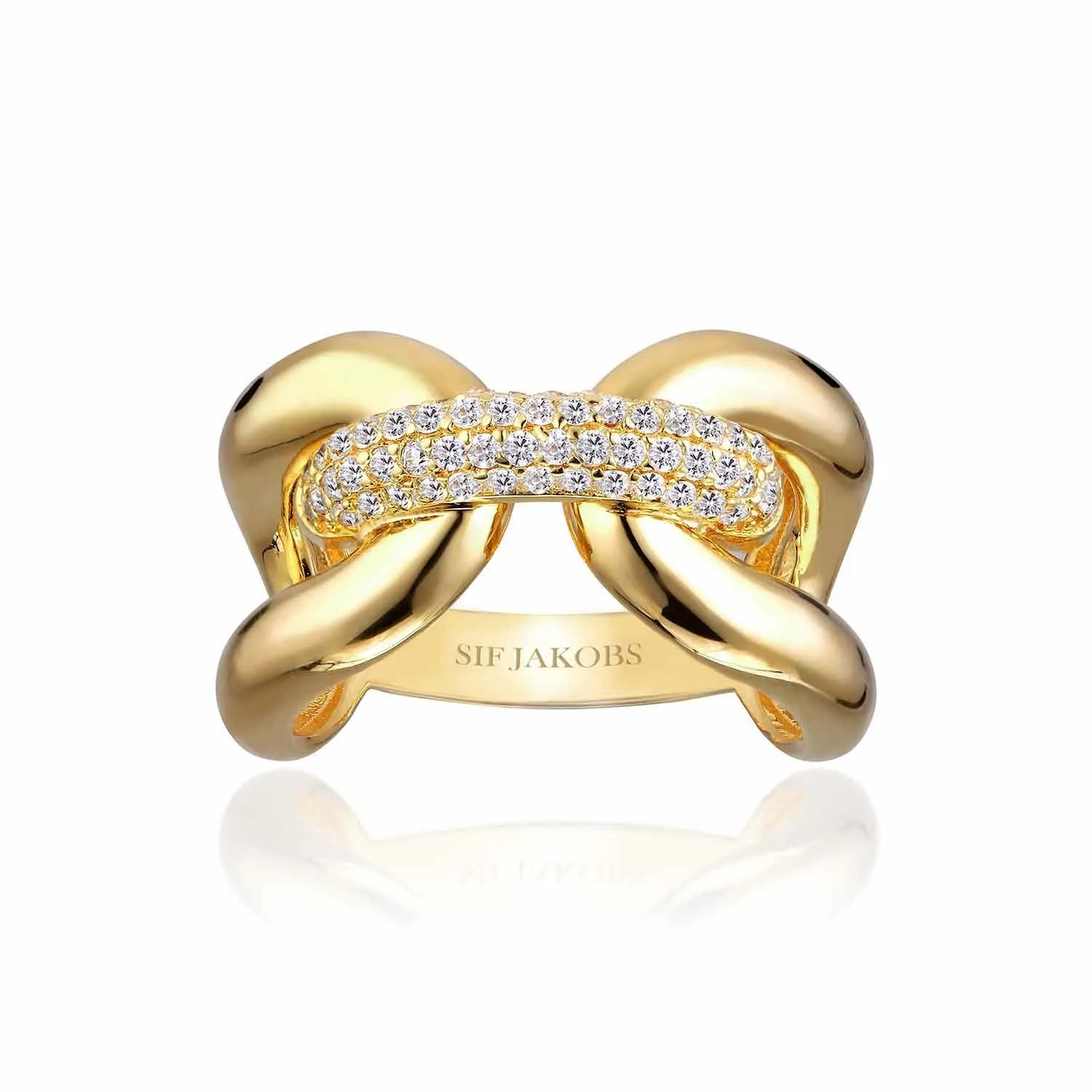 Capri Tre Gold Plated Ring w. White Zirconias