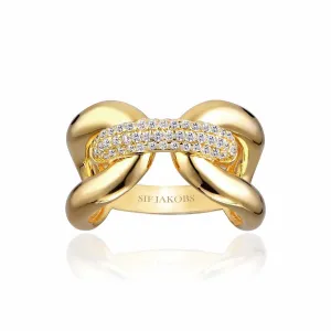 Capri Tre Gold Plated Ring w. White Zirconias