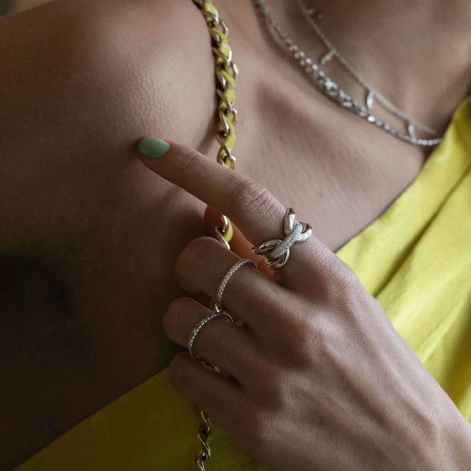 Capri Tre Silver Ring w. White Zirconias