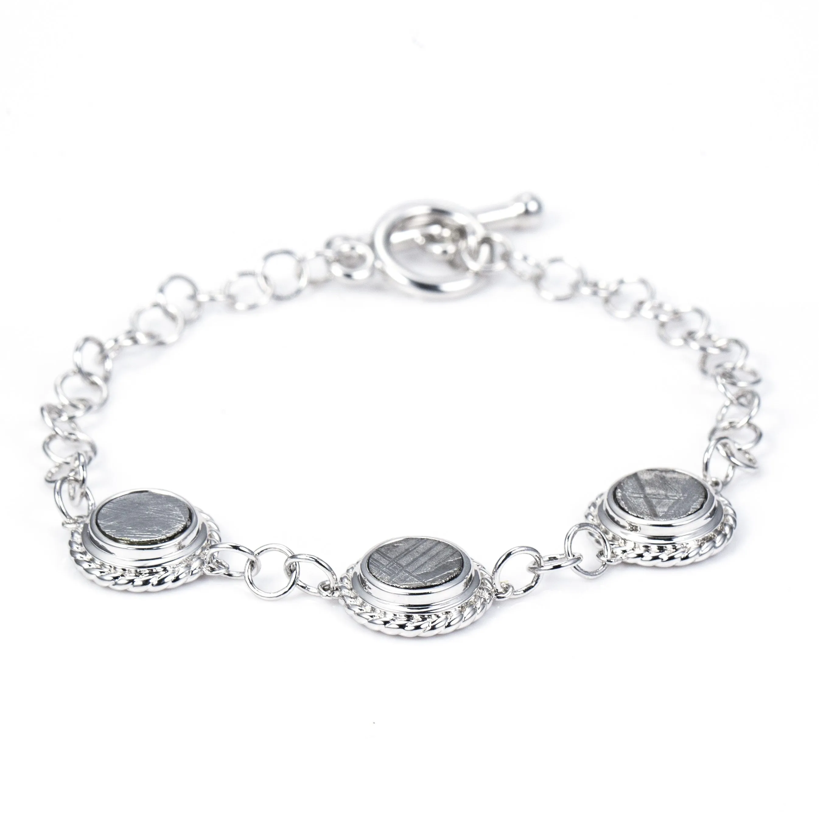 Circular Meteorite Tri-Link Bracelet