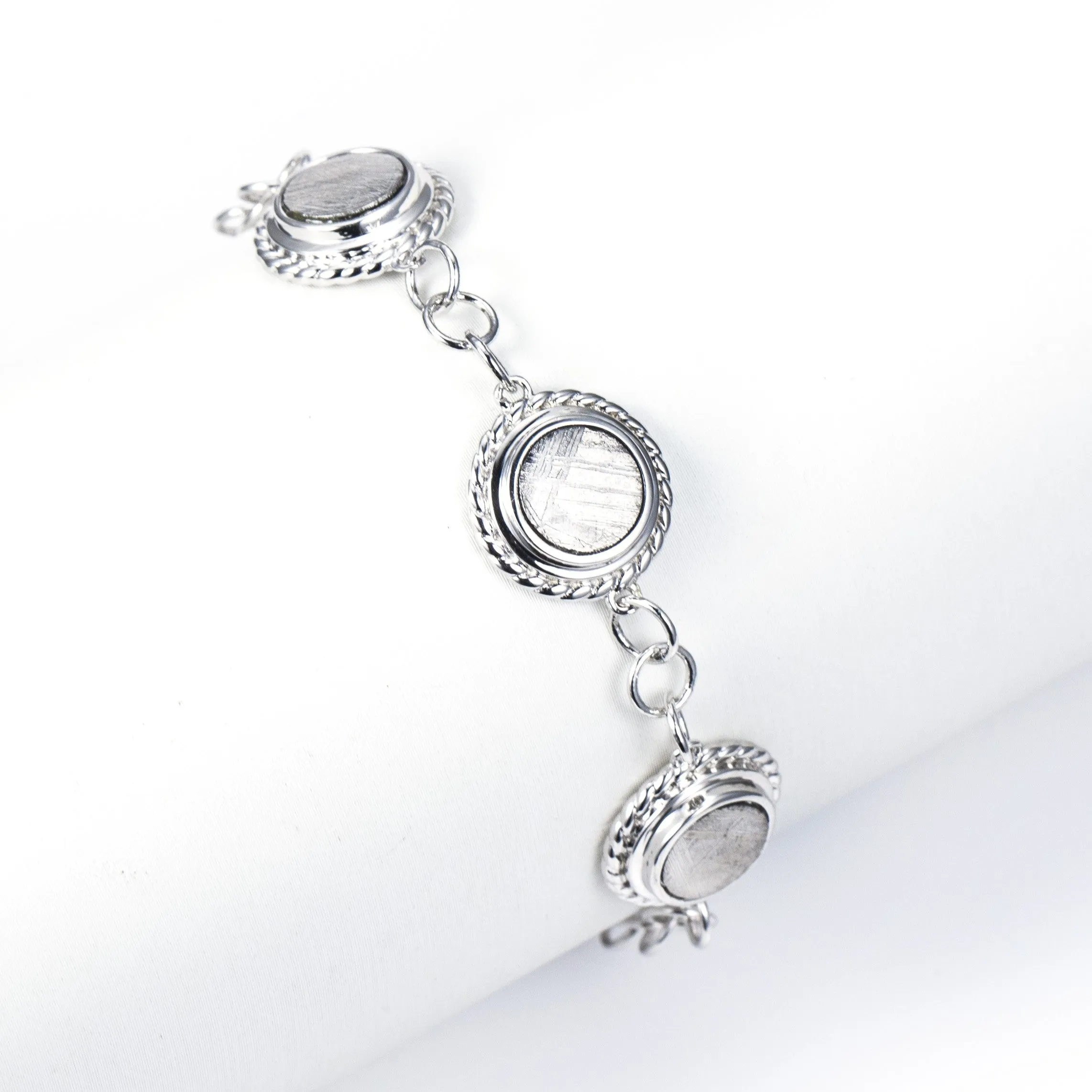 Circular Meteorite Tri-Link Bracelet