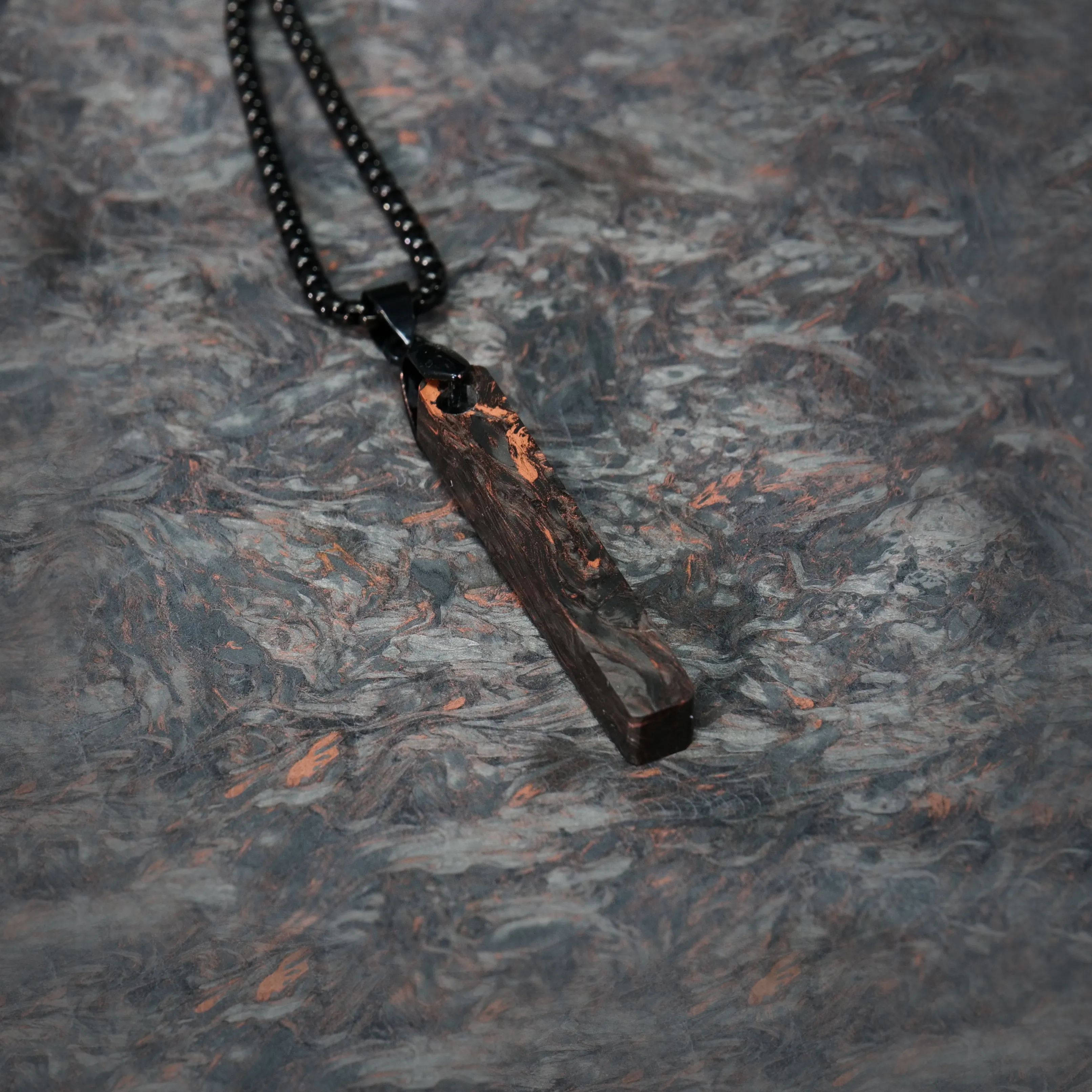Copper Burl Carbon Fiber Bar Pendant
