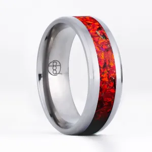 Crimson Red Opal Glowstone Ring on Titanium