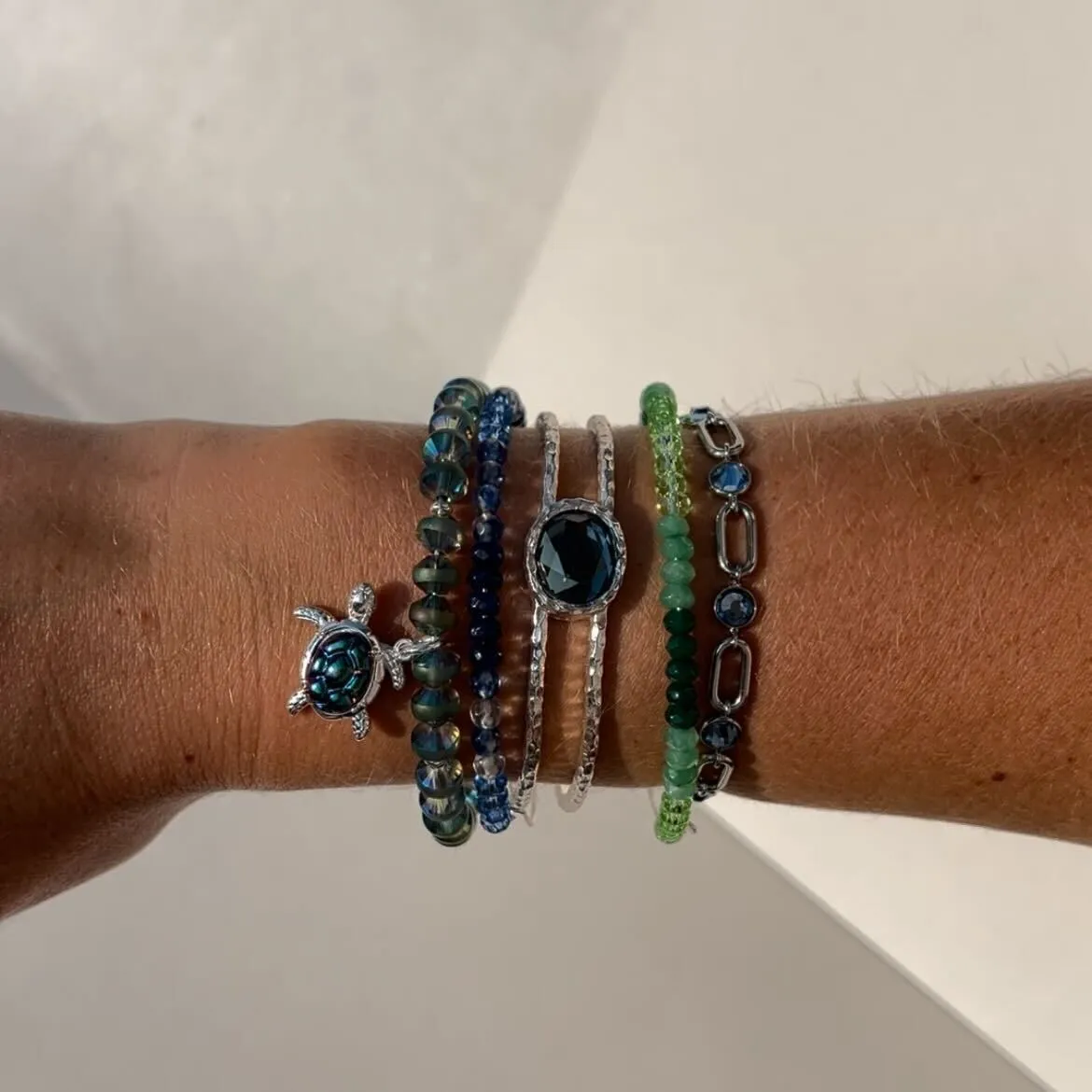 Crystal Hammered Cuff Bracelet
