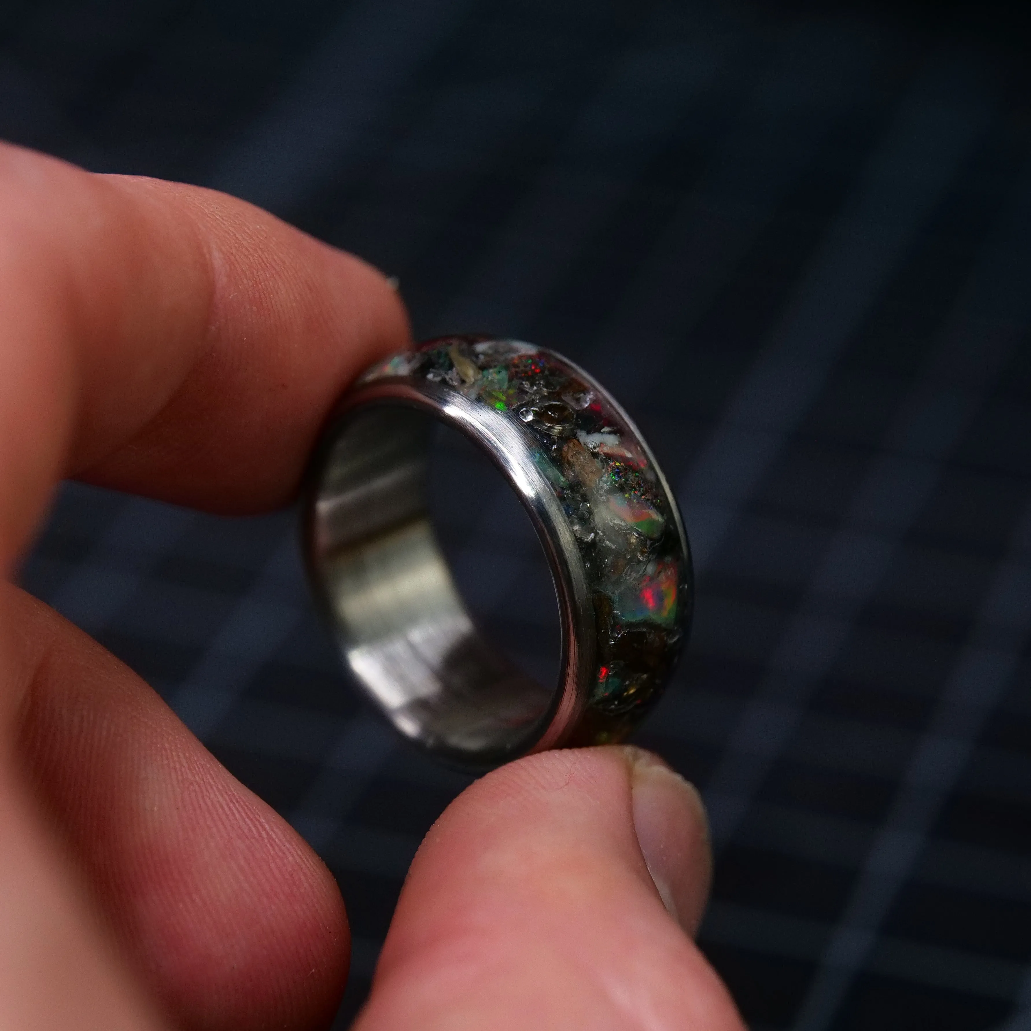 Custom Halo Glowstone Ring on Titanium