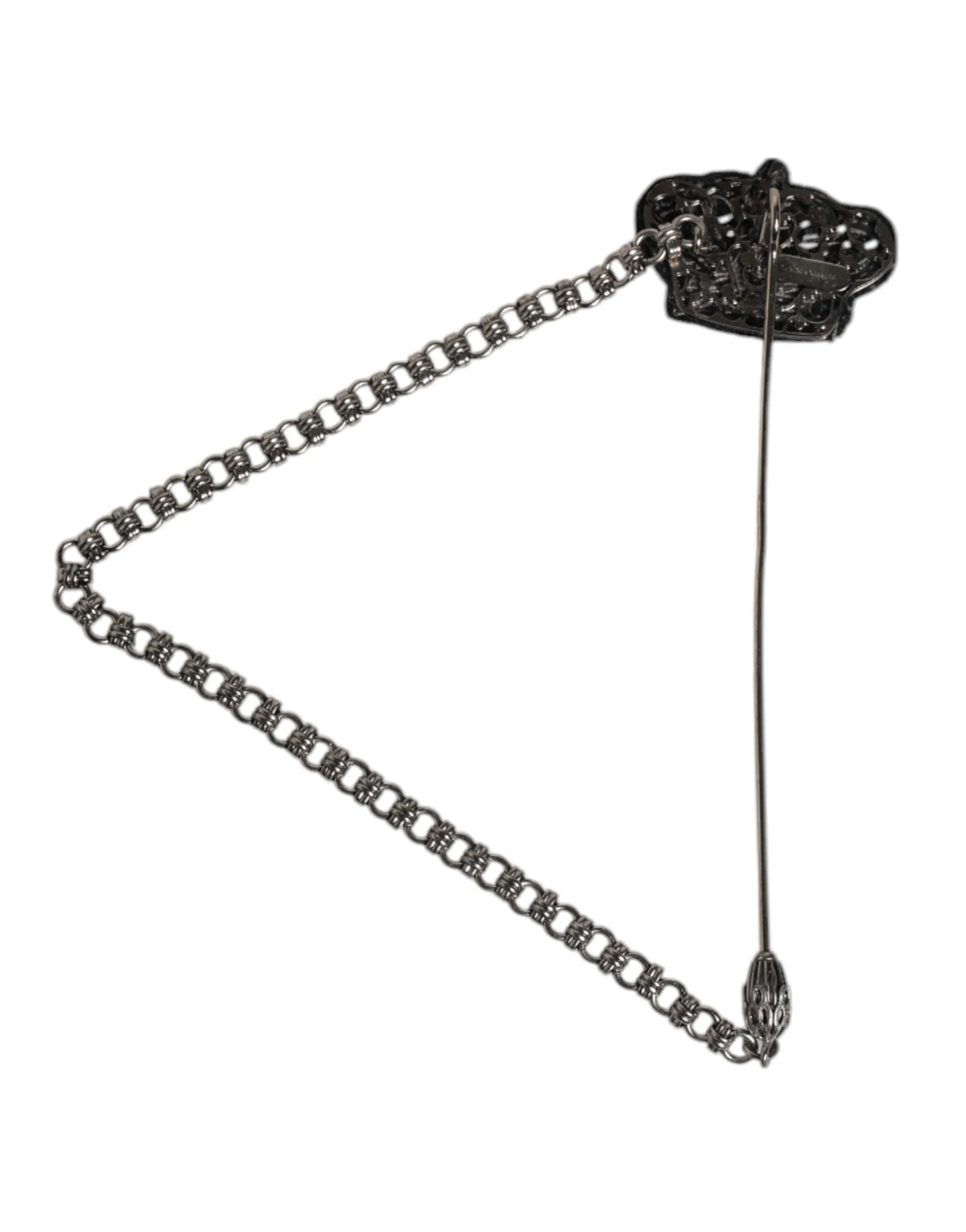 Dolce & Gabbana Tone Brass Crown Chain Women Brooch Lapel Women's Pin (Pre-Owned)