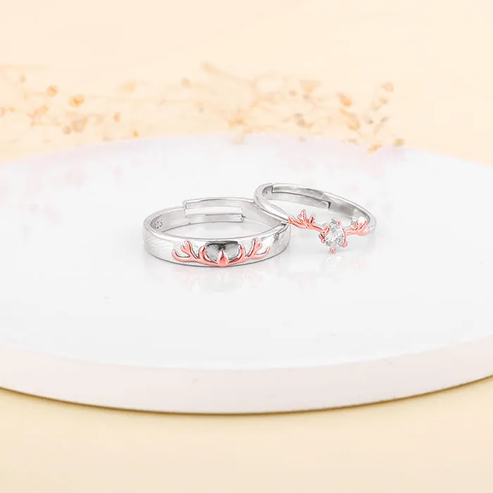 Dual Tone Gold Deer Couple Rings Giva