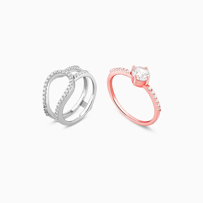 Dual Tone Snuggle Stack Rings Giva