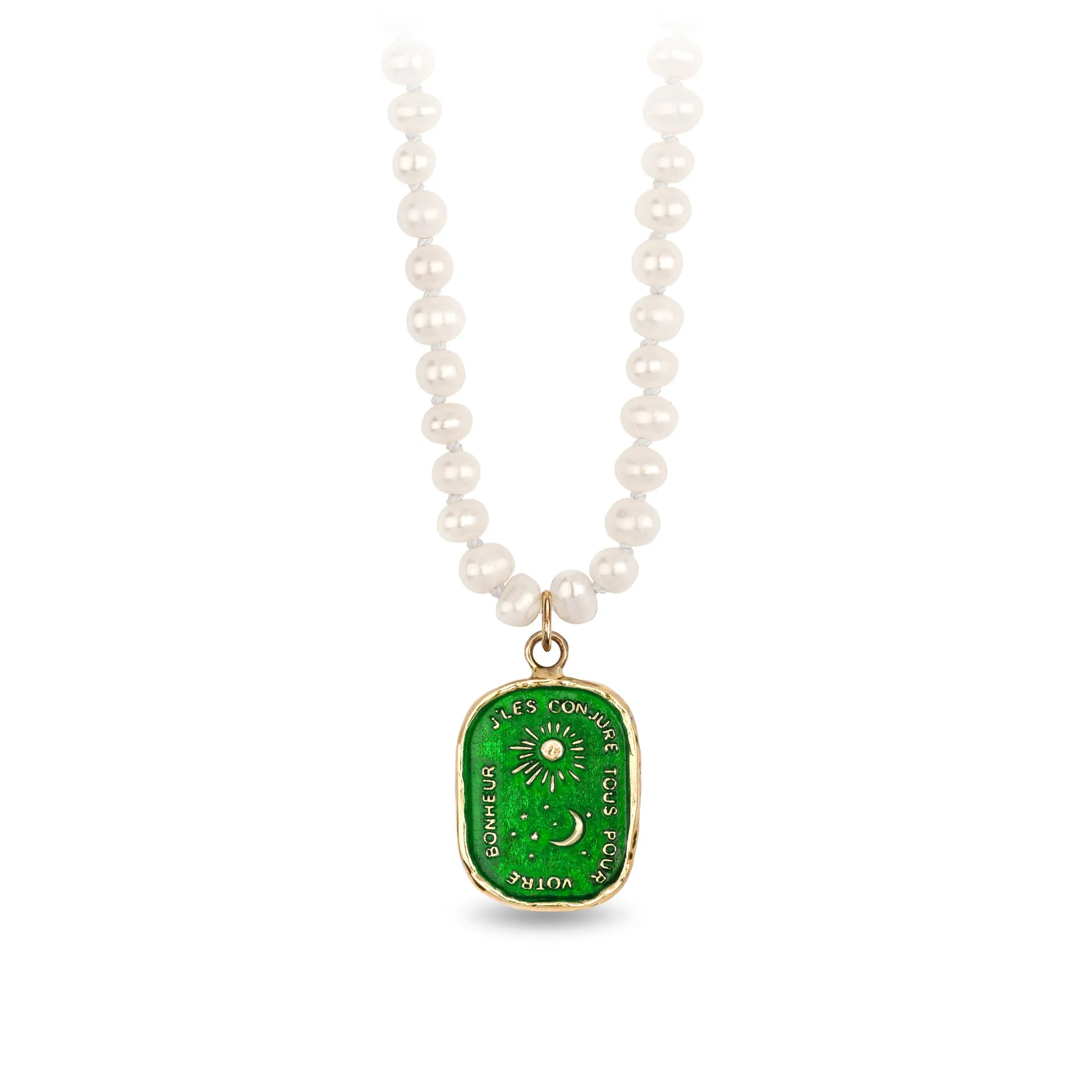 Everything For You 14K Gold Talisman on Knotted Freshwater Pearl Necklace - True Colors