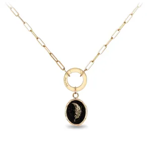 Feather 14K Gold Long Link Paperclip Chain Necklace