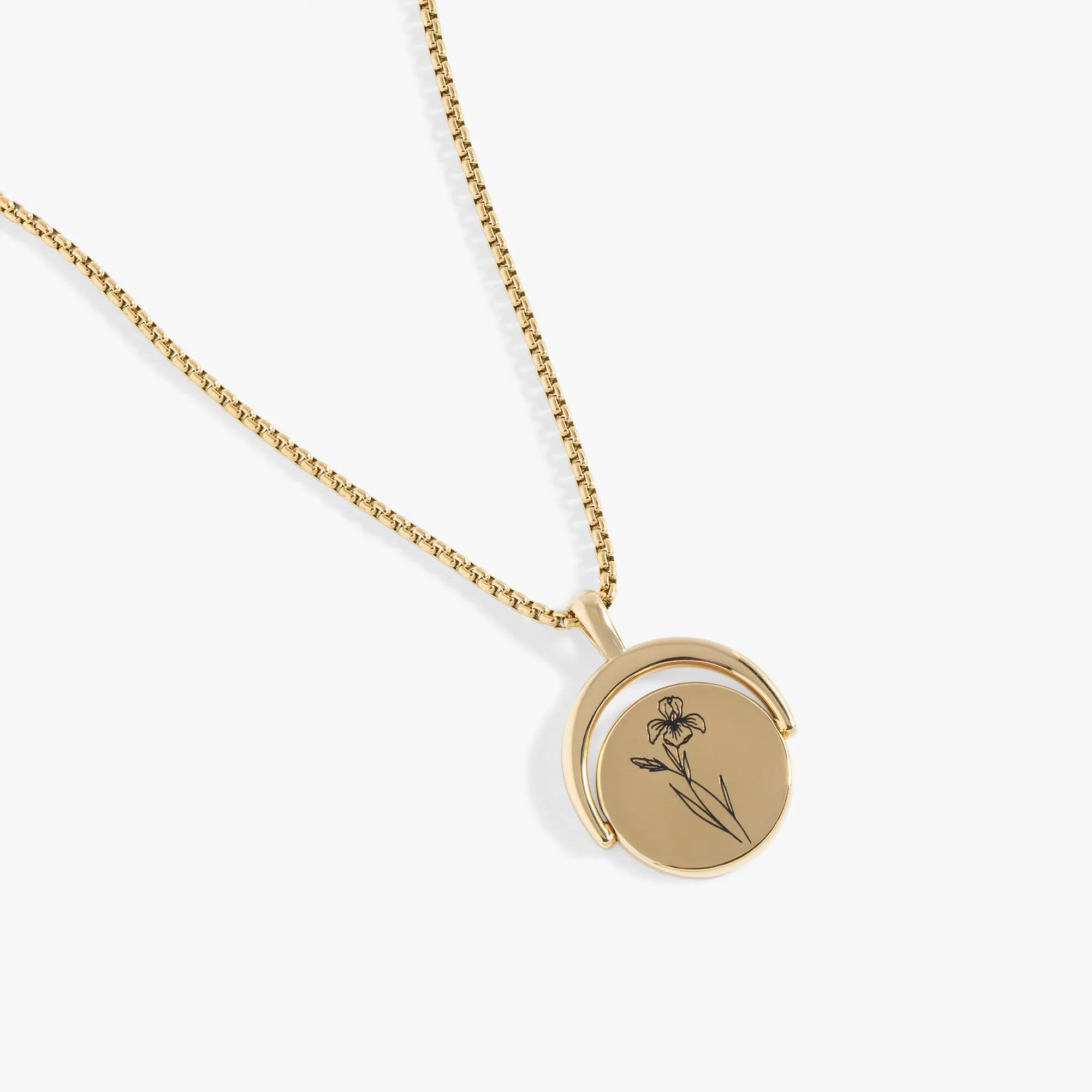 February Birthstone and Flower Flip Charm Necklace