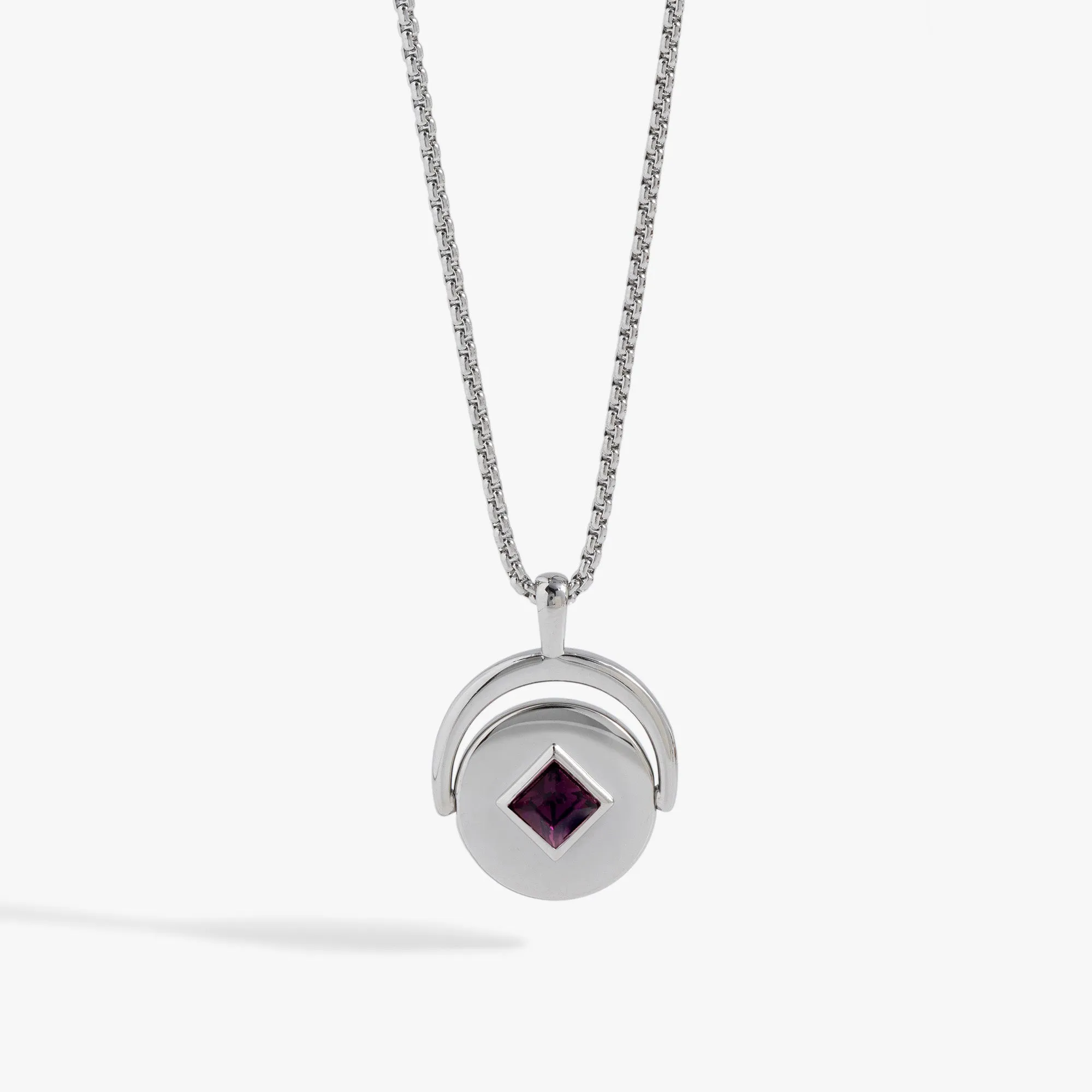 February Birthstone and Flower Flip Charm Necklace