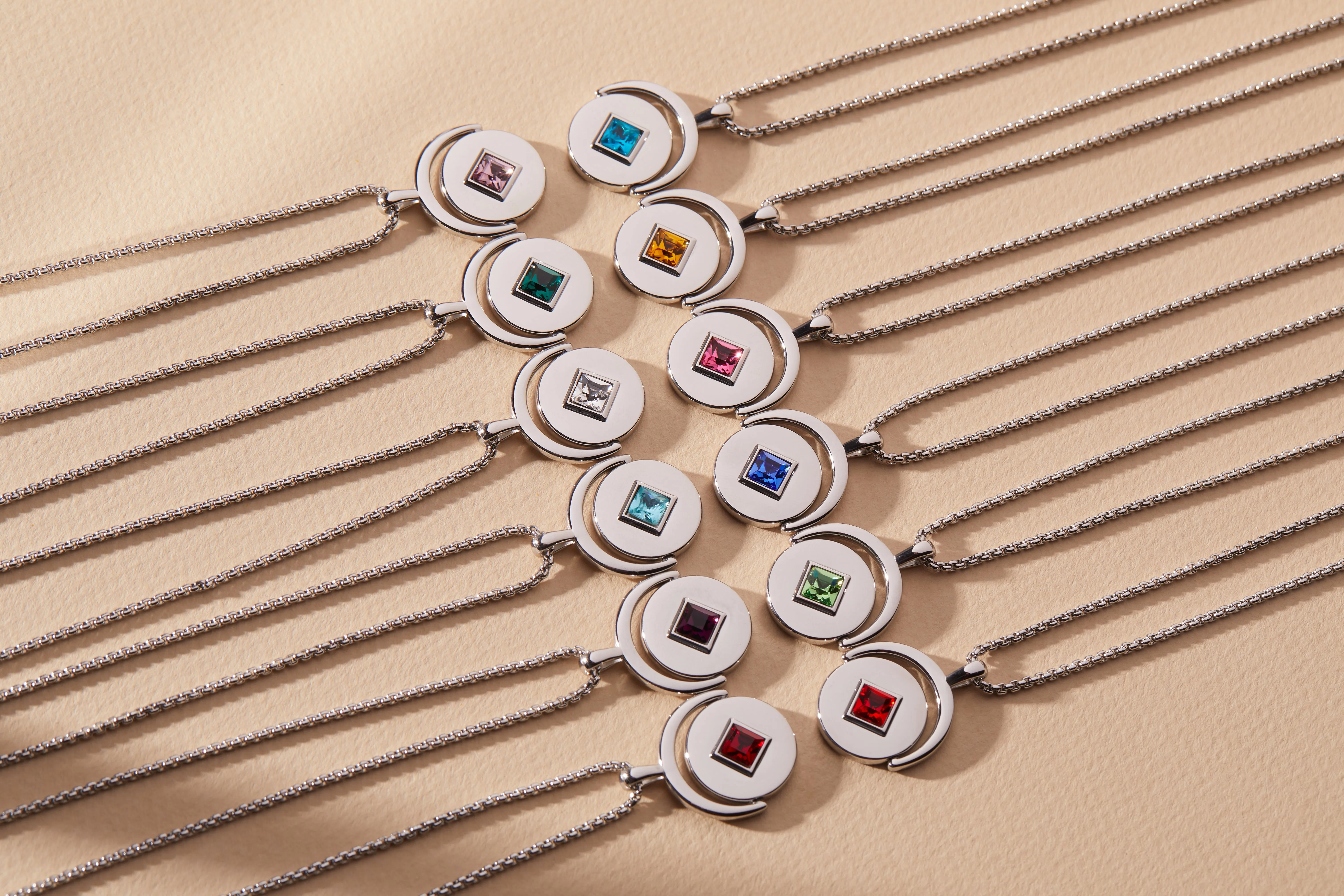 February Birthstone and Flower Flip Charm Necklace