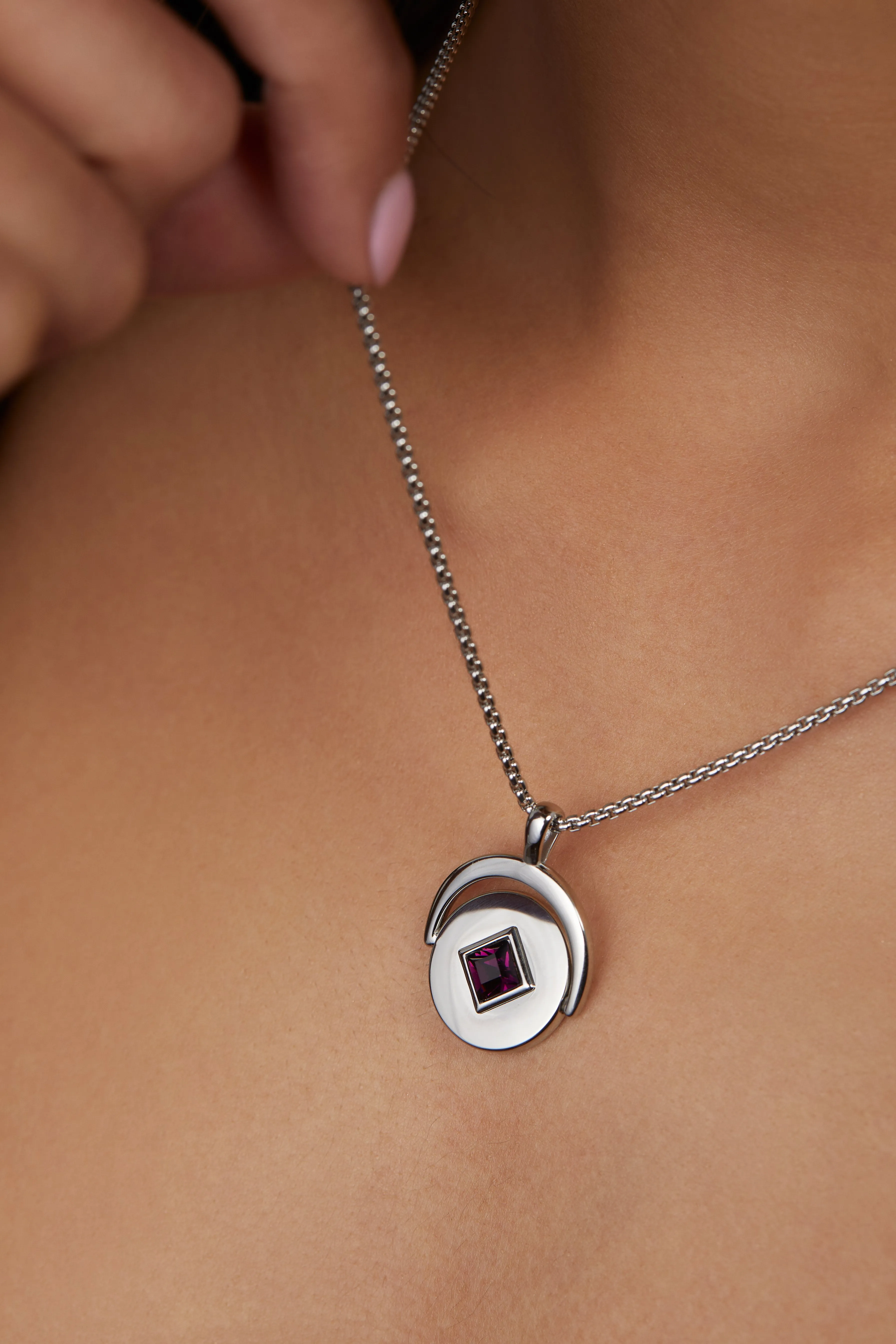 February Birthstone and Flower Flip Charm Necklace