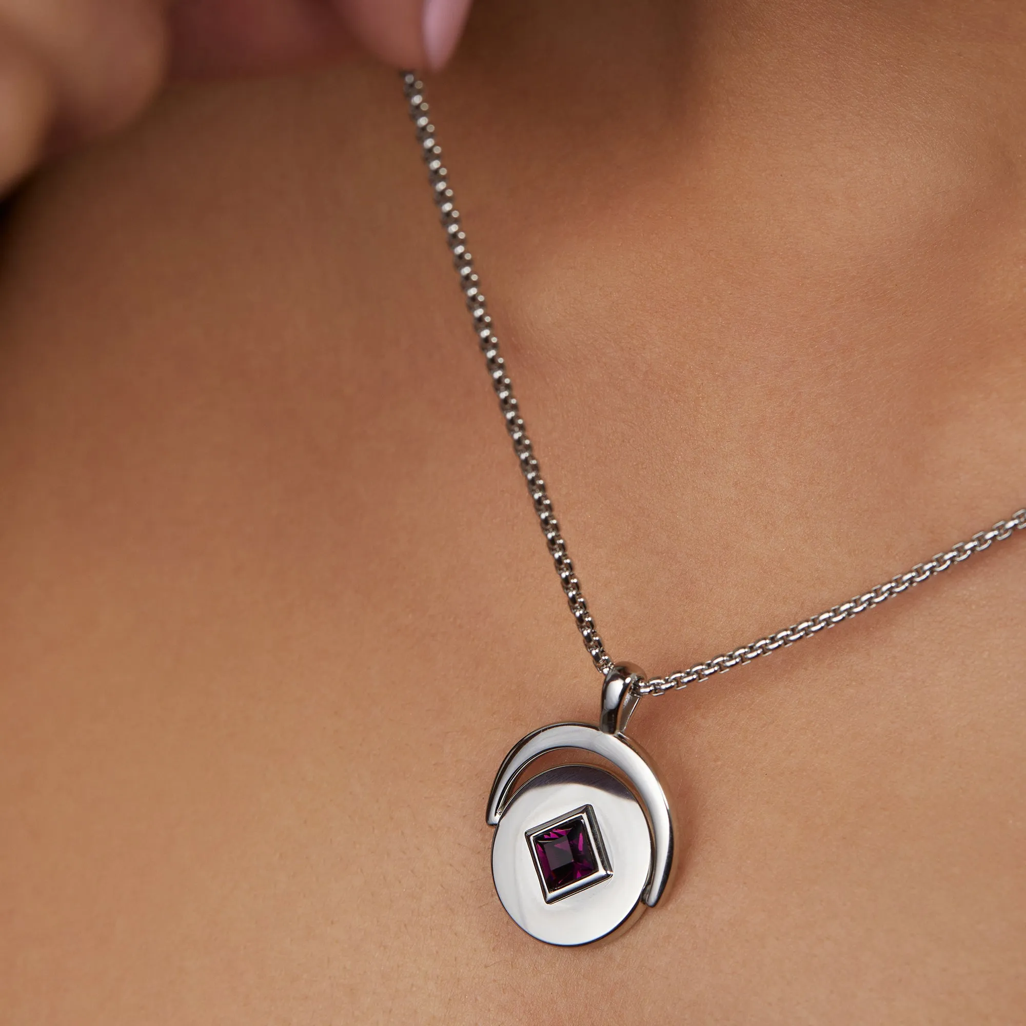 February Birthstone and Flower Flip Charm Necklace