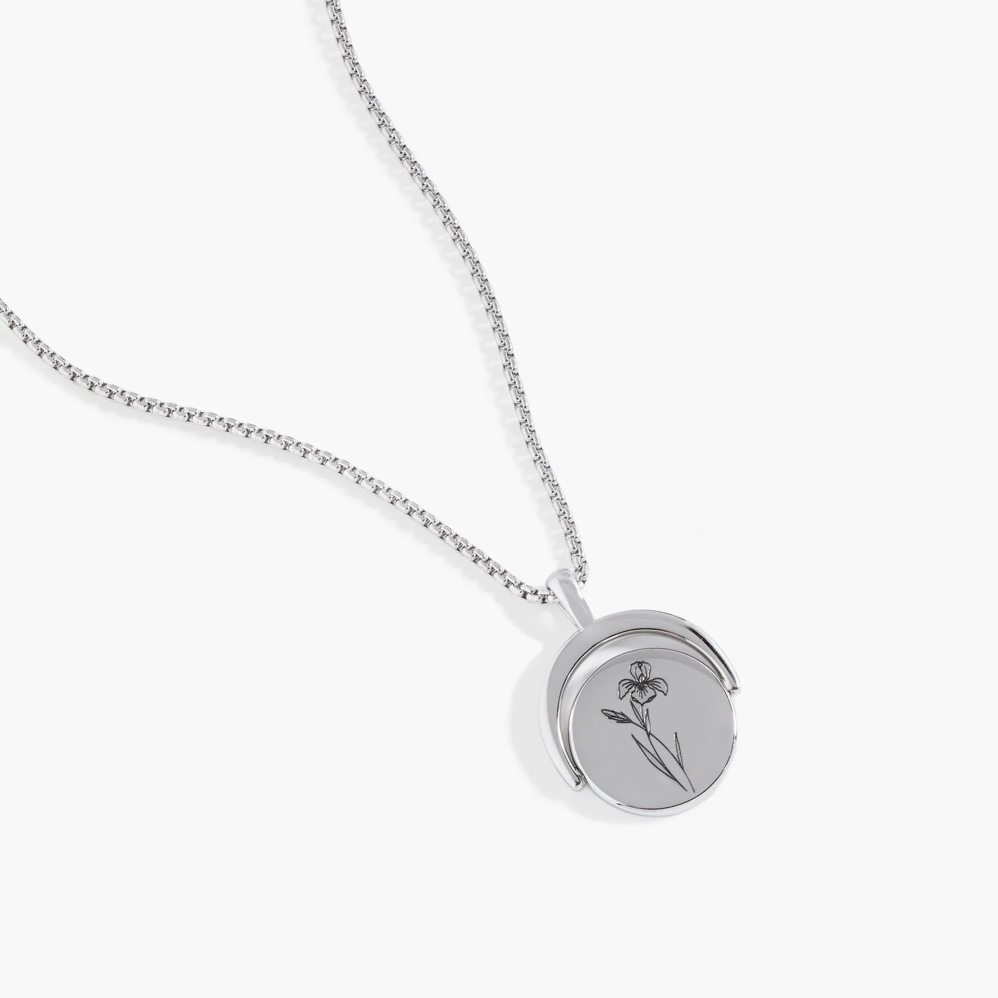 February Birthstone and Flower Flip Charm Necklace