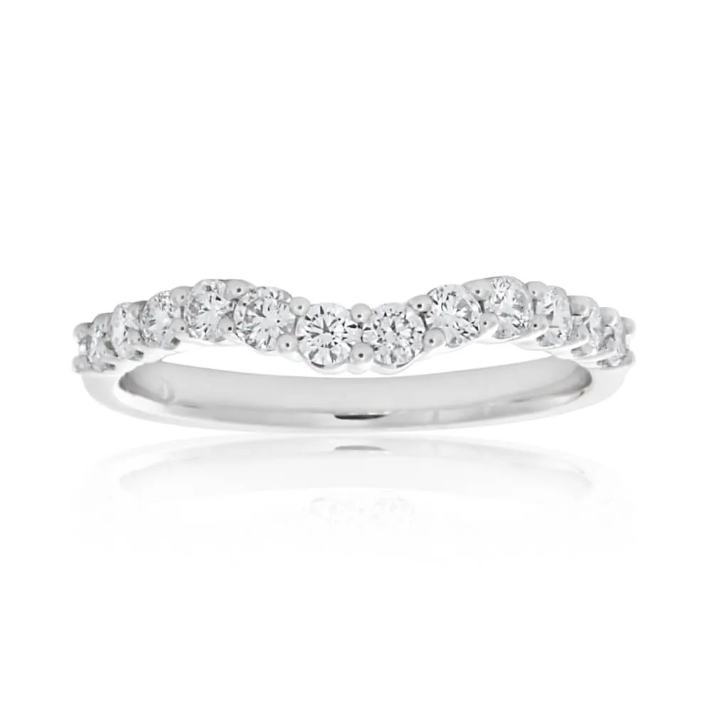 Flawless Cut 18ct White Gold Diamond Curve Ring (TW=50pt) Shiels