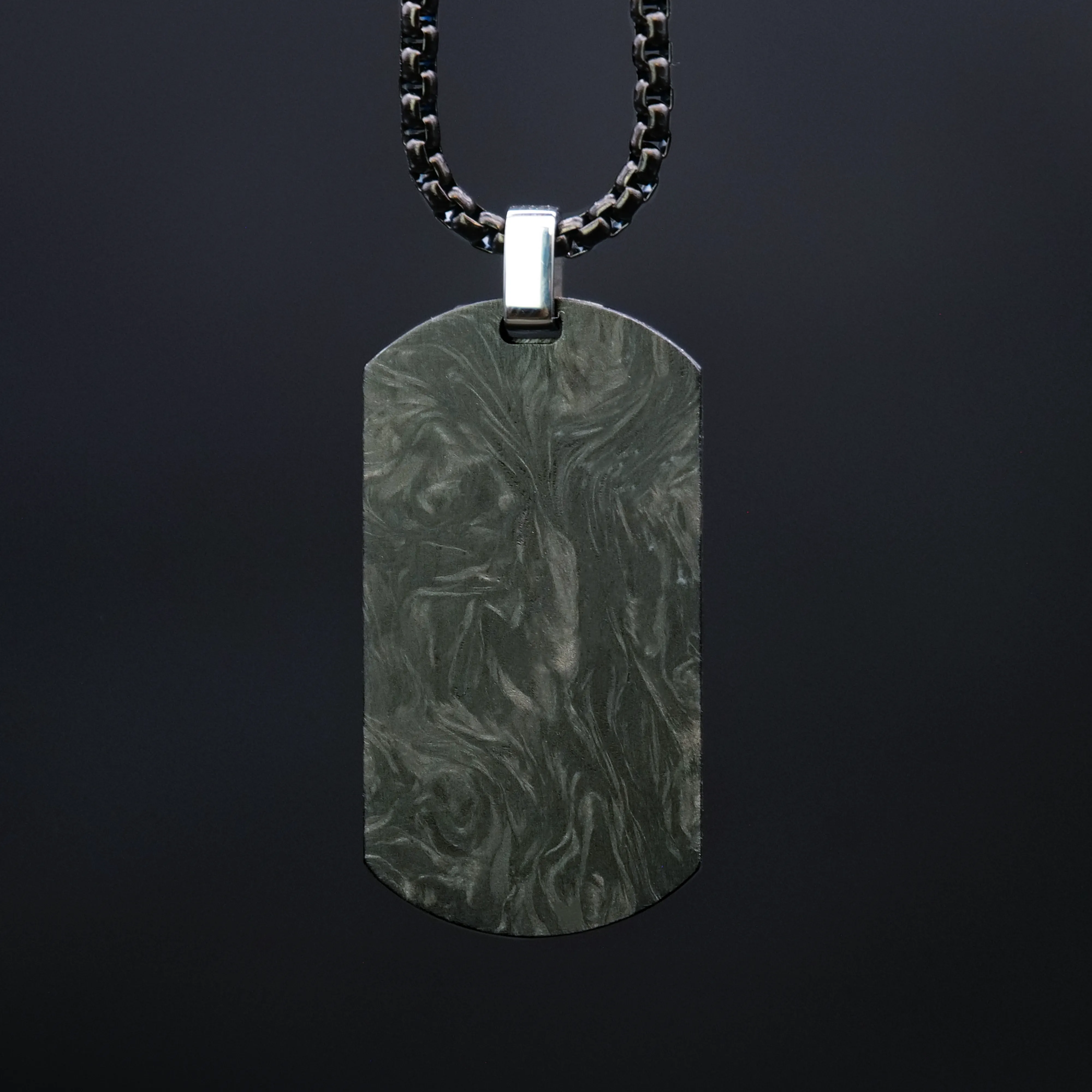 Forged Carbon Fiber and Meteorite Dog Tag Pendant