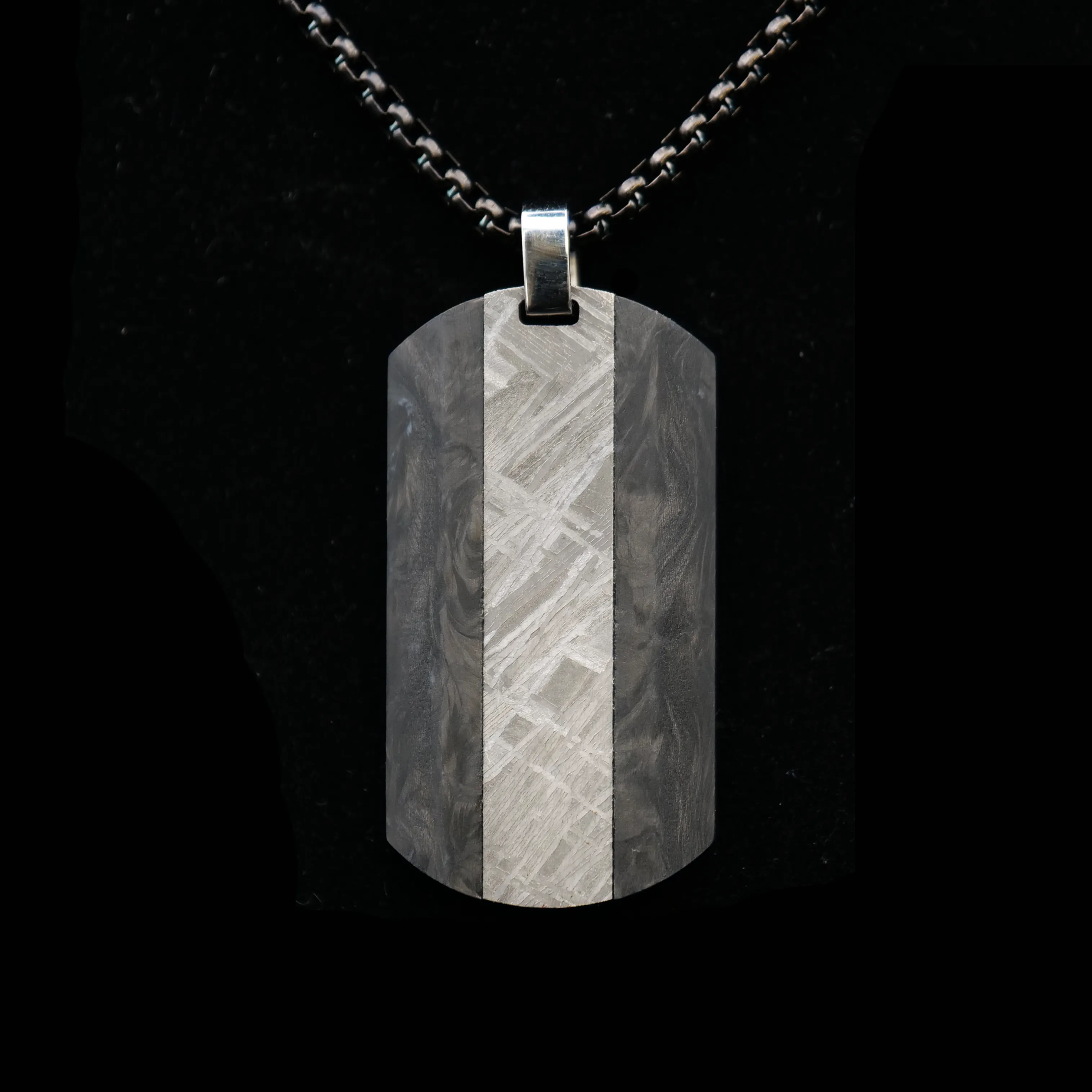 Forged Carbon Fiber and Meteorite Dog Tag Pendant