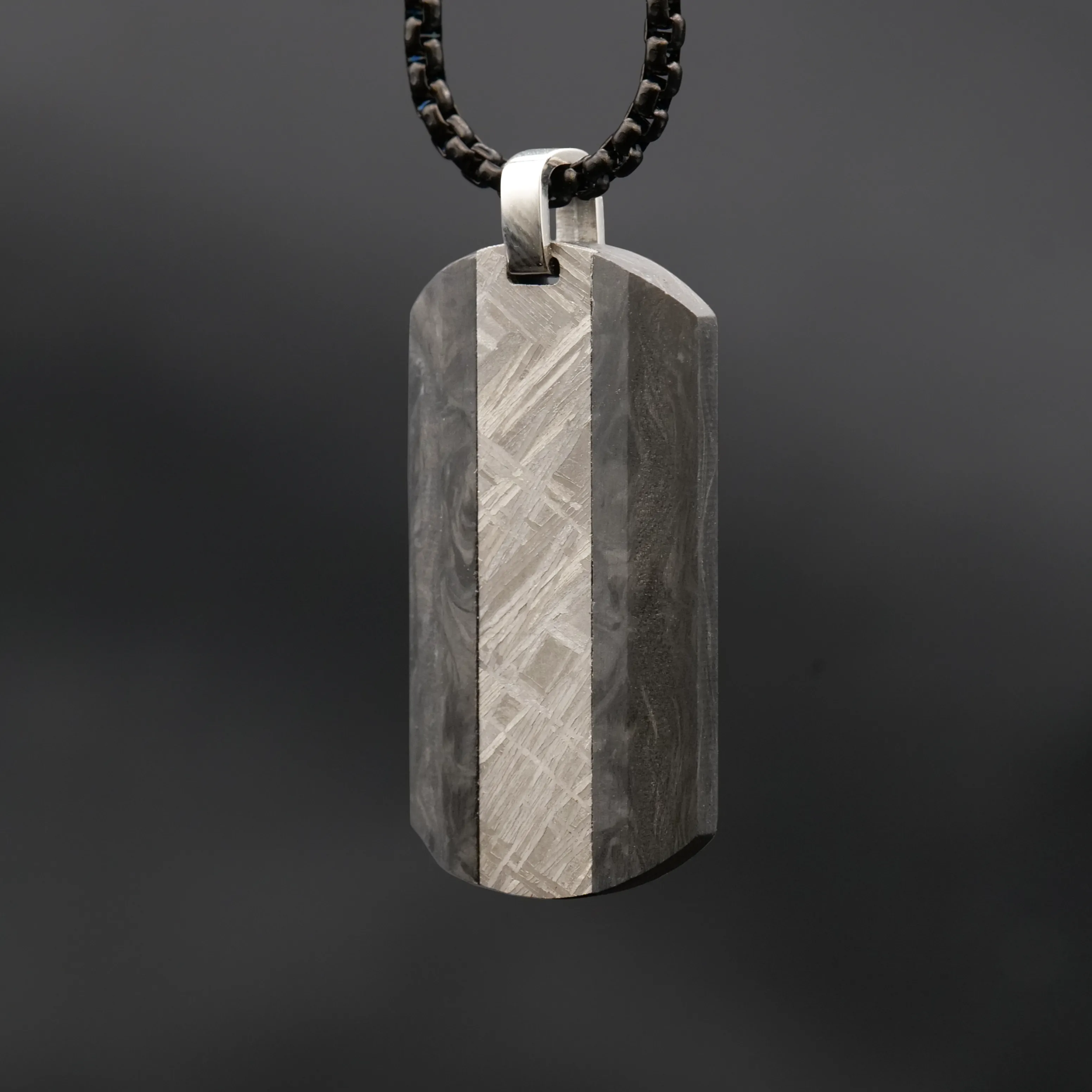 Forged Carbon Fiber and Meteorite Dog Tag Pendant
