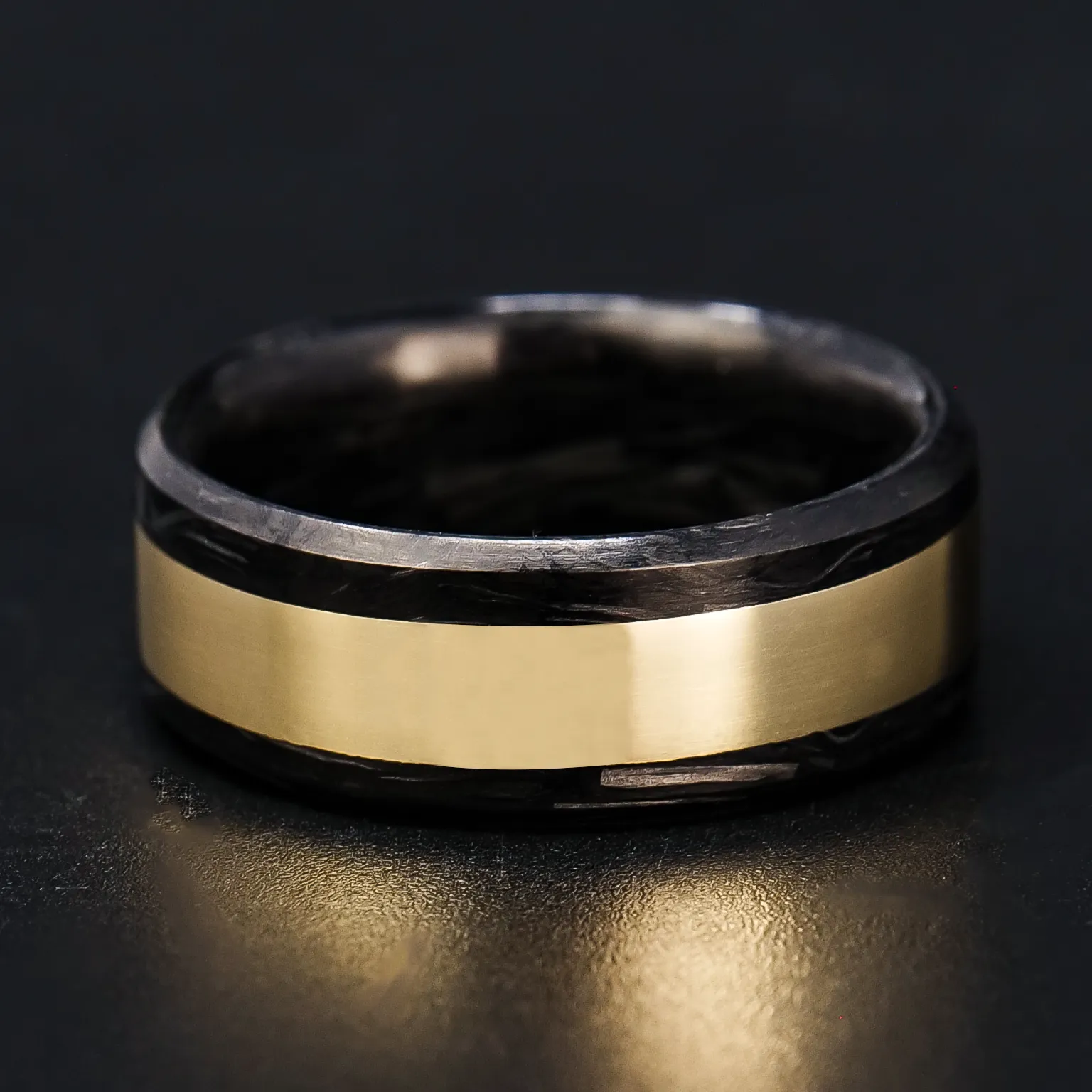 Forged Carbon Fiber Ring with Solid Gold Inlay