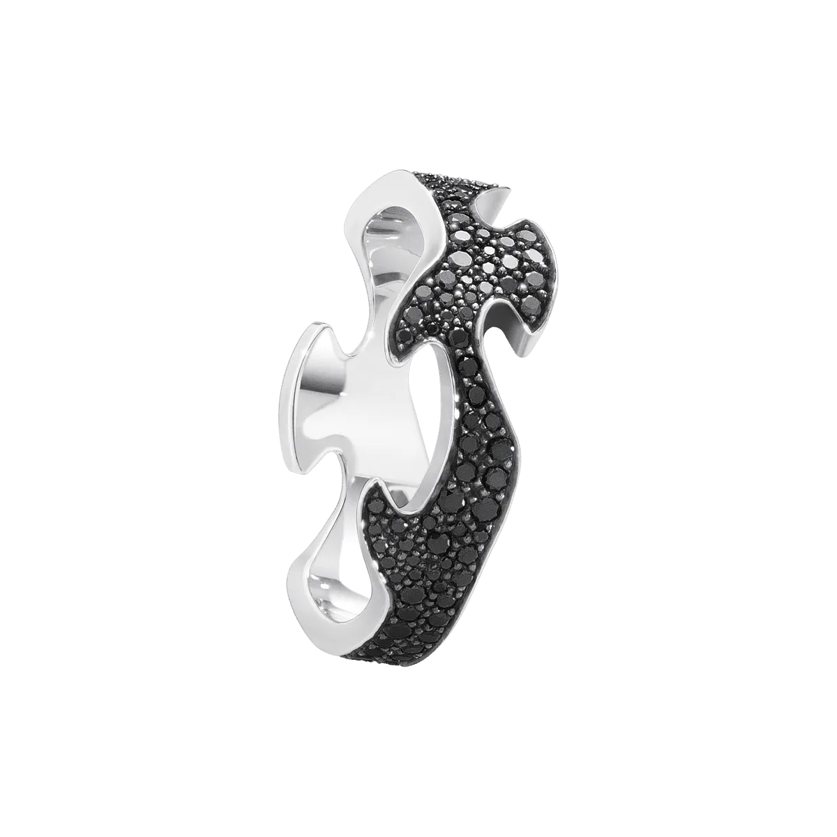 Fusion Centre Black 18K White Gold Ring w. Diamonds