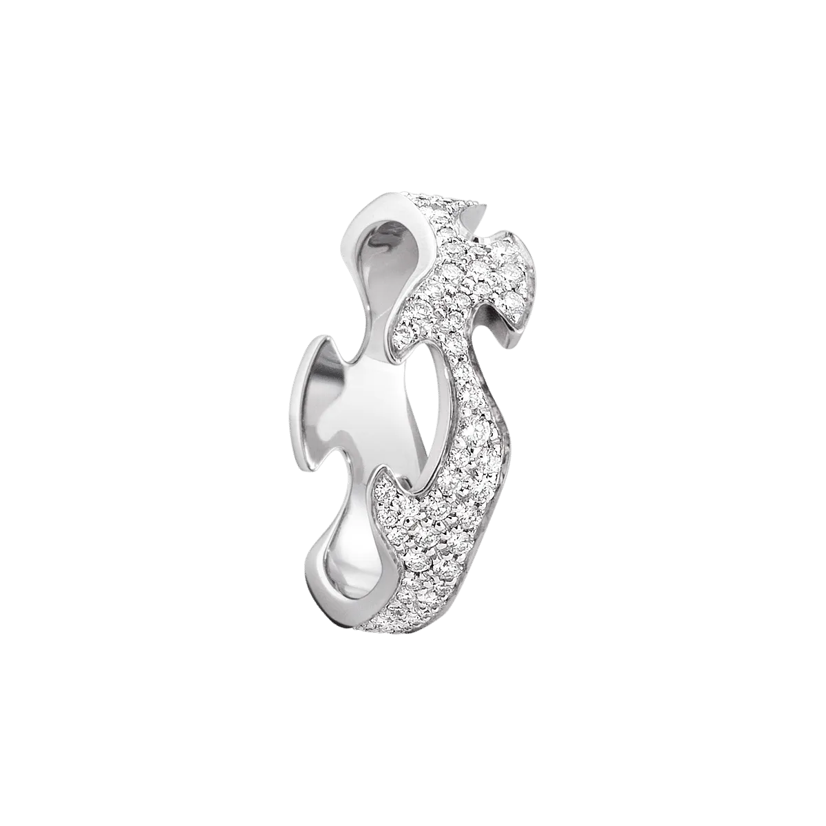 Fusion Centre Pavé 18K White Gold Ring w. Diamonds
