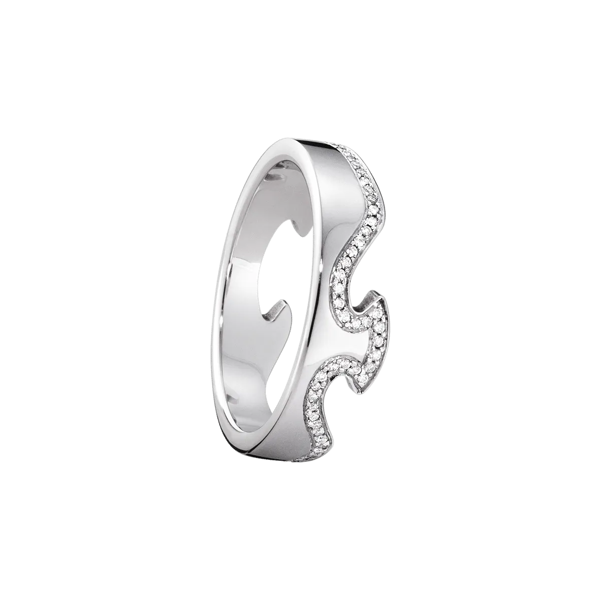 Fusion End 18K White Gold Ring w. Diamonds