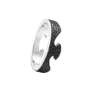 Fusion End Black 18K White Gold Ring w. Diamonds