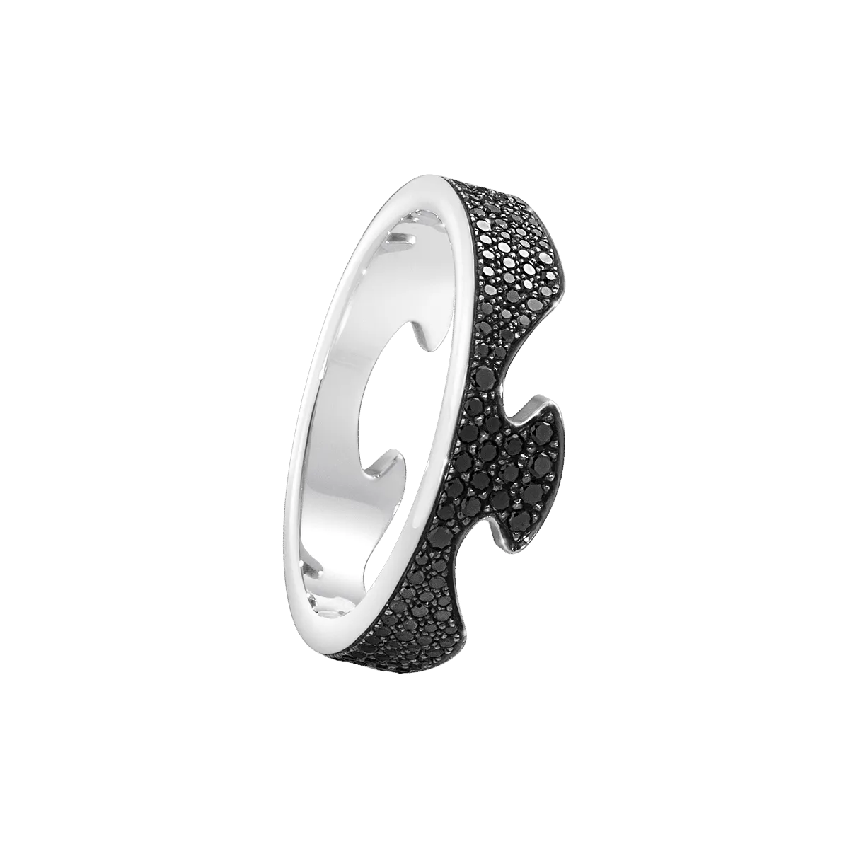 Fusion End Black 18K White Gold Ring w. Diamonds