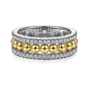 Gabriel 14K Two Tone Bujukan Diamond Wide Band