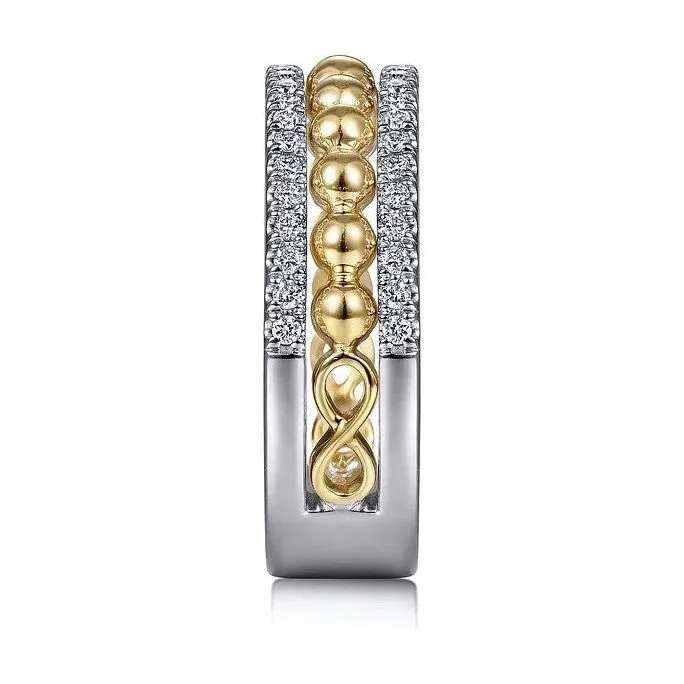 Gabriel 14K Two Tone Bujukan Diamond Wide Band