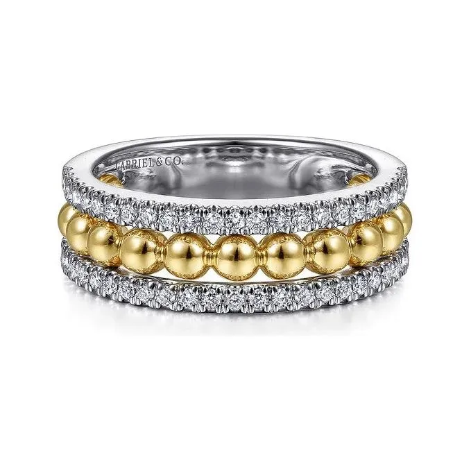 Gabriel 14K Two Tone Bujukan Diamond Wide Band