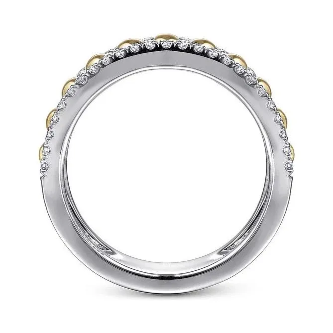 Gabriel 14K Two Tone Bujukan Diamond Wide Band