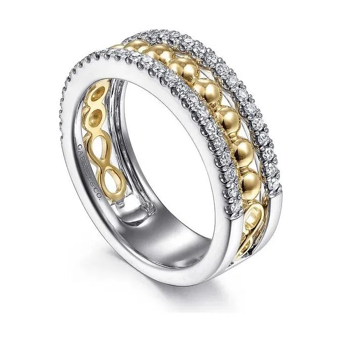 Gabriel 14K Two Tone Bujukan Diamond Wide Band