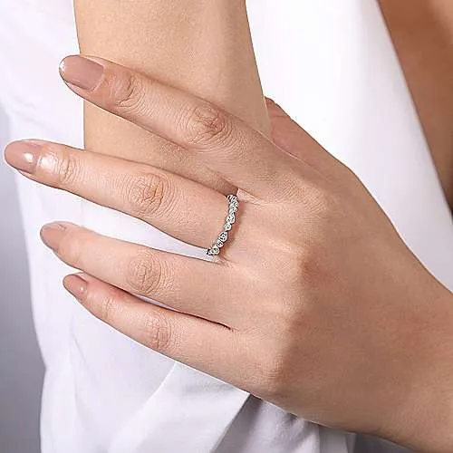 Gabriel 14K White Gold Diamond Pear and Round Diamond Station Stackable Band