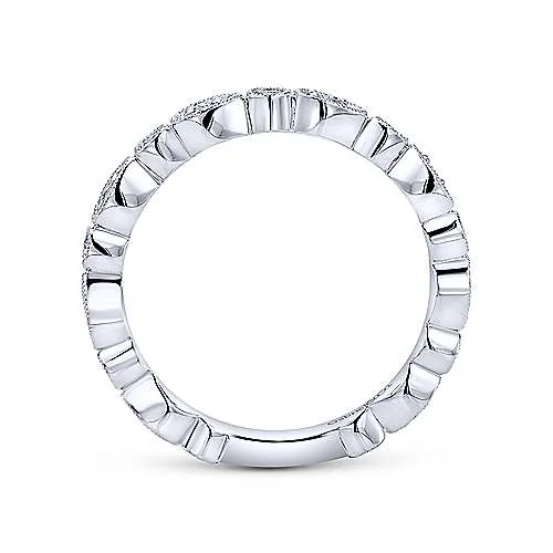 Gabriel 14K White Gold Diamond Pear and Round Diamond Station Stackable Band