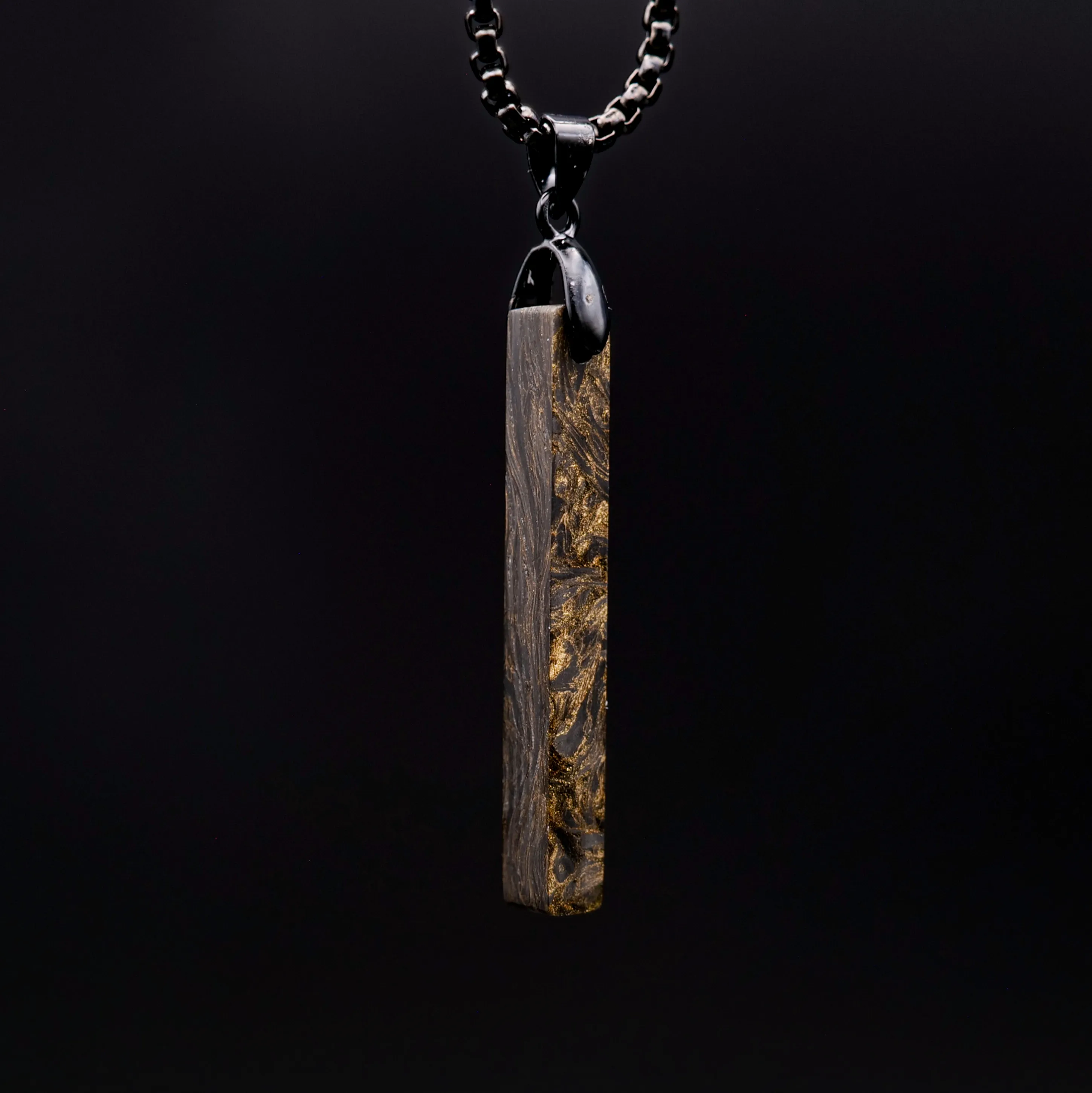 Gold Burl Carbon Fiber Bar Pendant