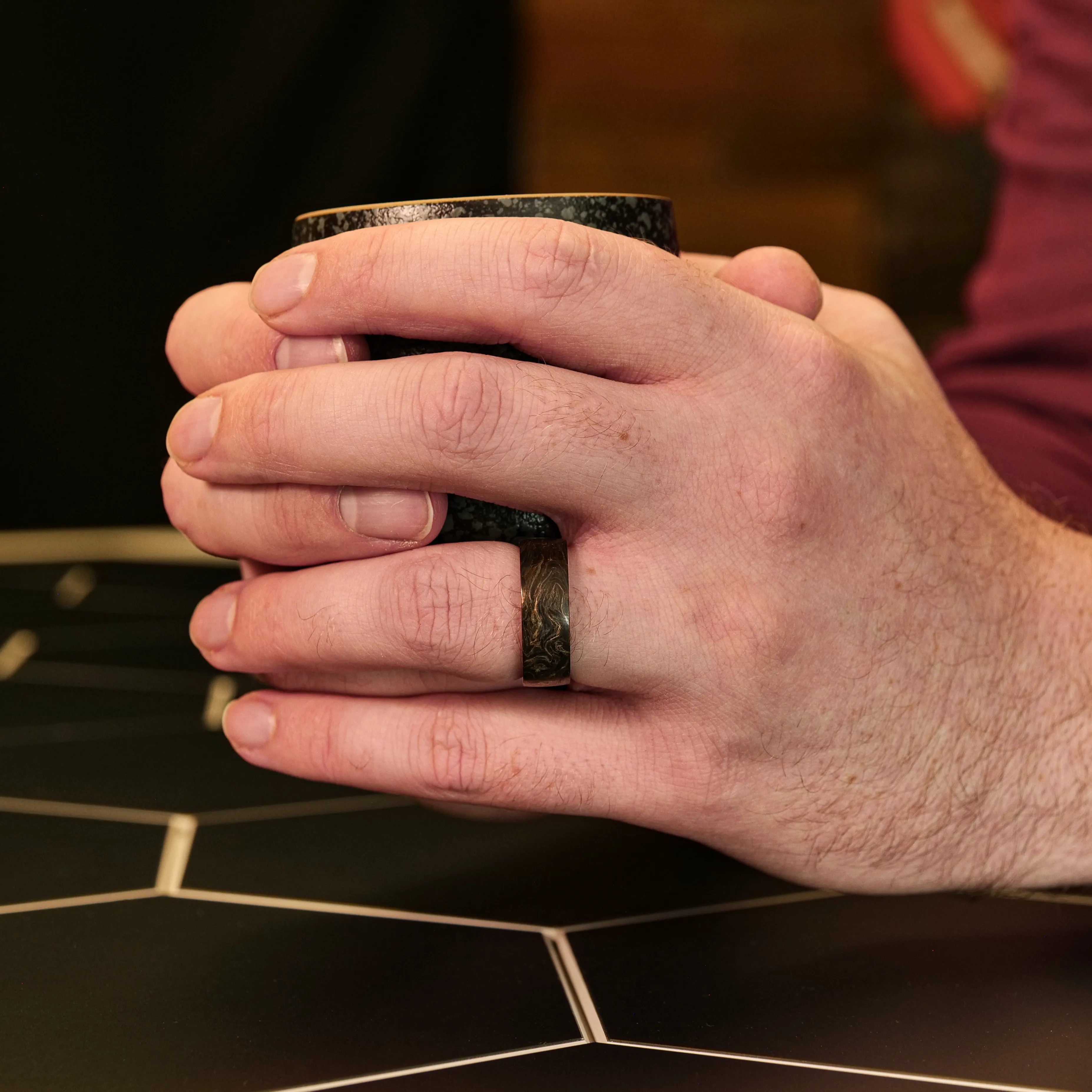 Gold Burl Carbon Fiber Ring