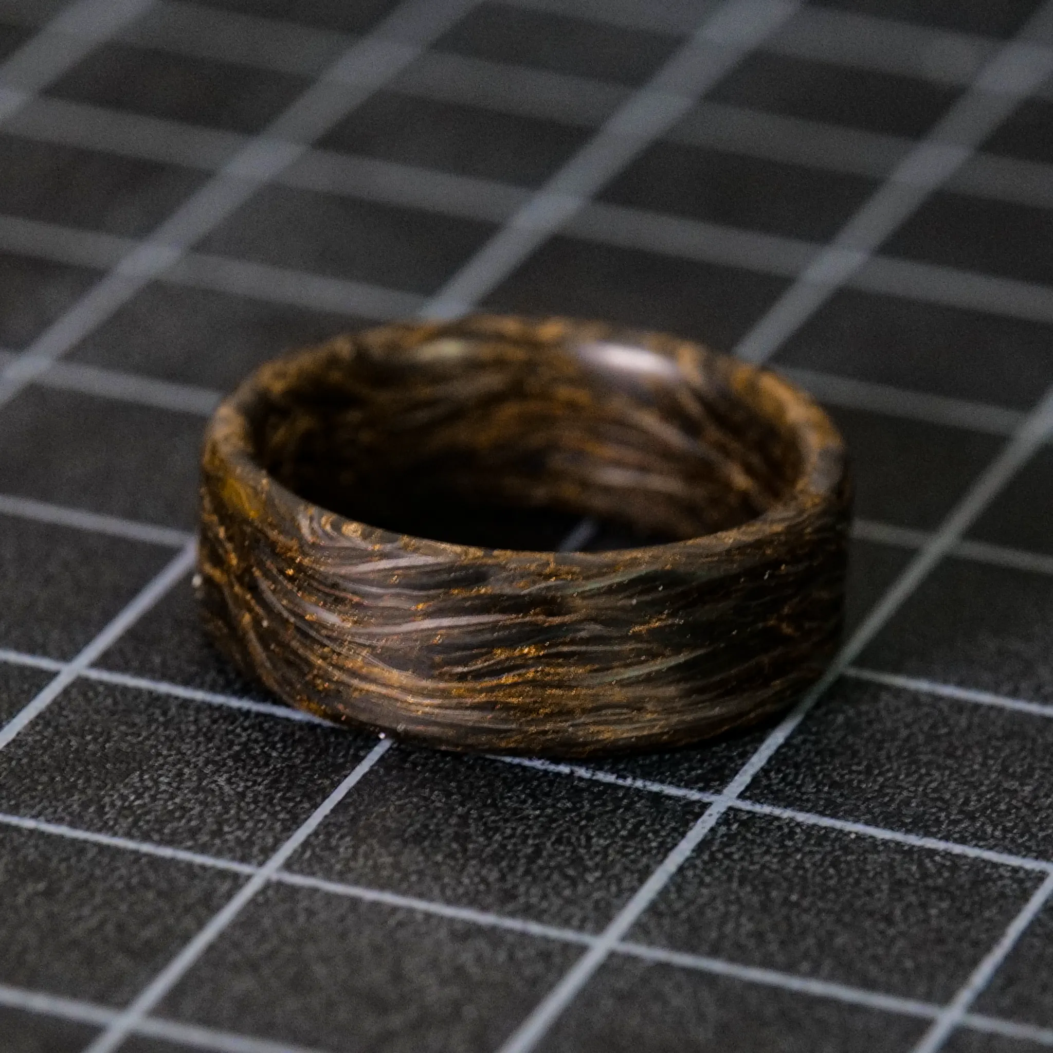 Gold Burl Carbon Fiber Ring
