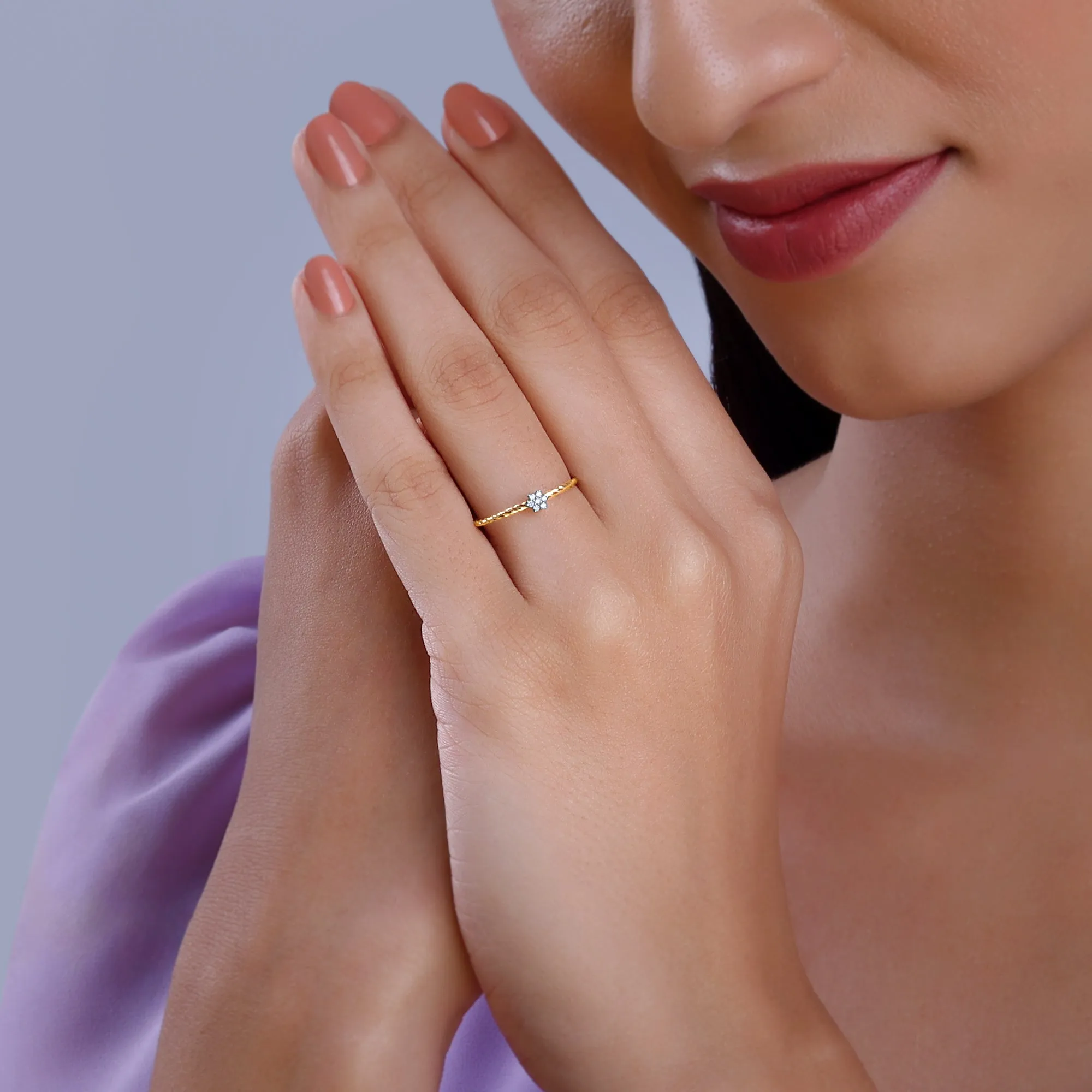 Gold Classic Floret Diamond Ring Giva