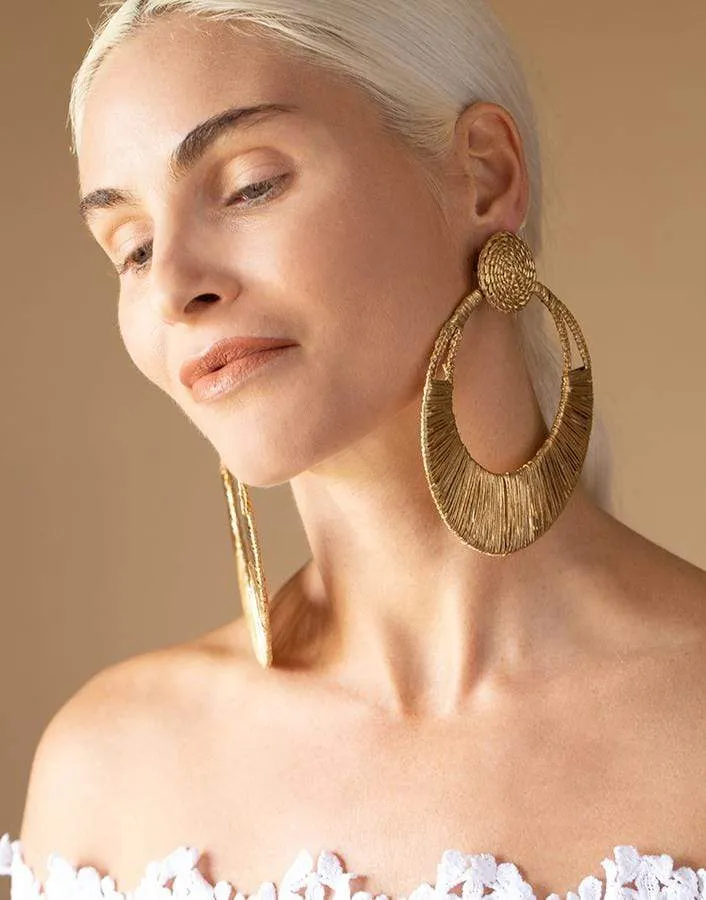 Gold Topographical Earrings