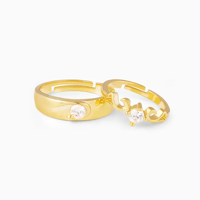 Golden Glowing in Love Couple Rings Giva