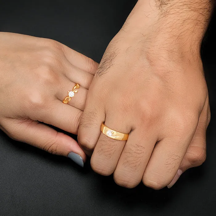 Golden Glowing in Love Couple Rings Giva