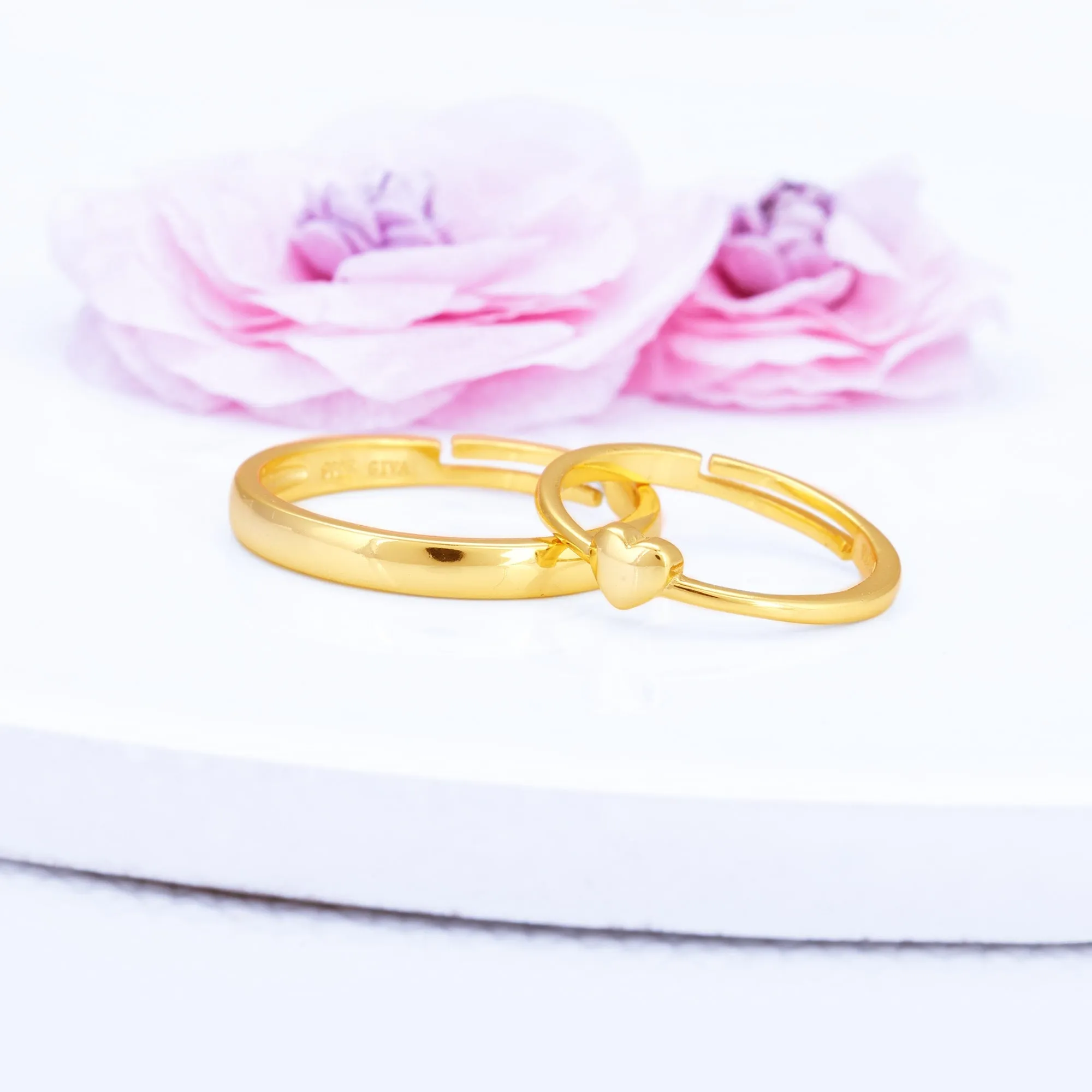 Golden Rise In Love Couple Rings Giva