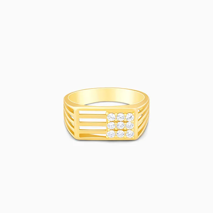 Golden Square in Rectangle Ring For Him Giva